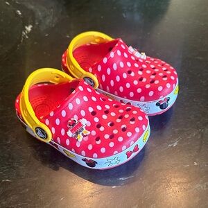 CROCS Kids Red and Yellow Polka Dot Water Shoes